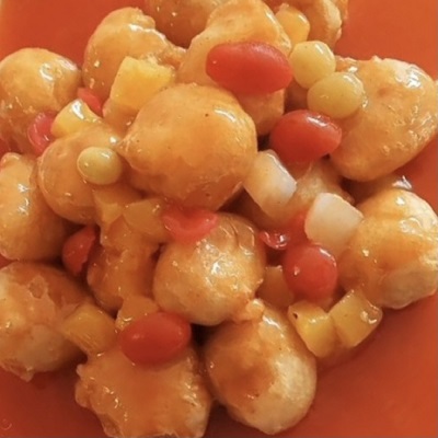 Pollo con salsa agridulce