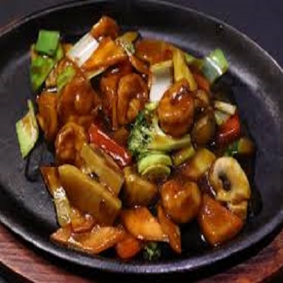 Gambas bandejas quemada con salsa XO